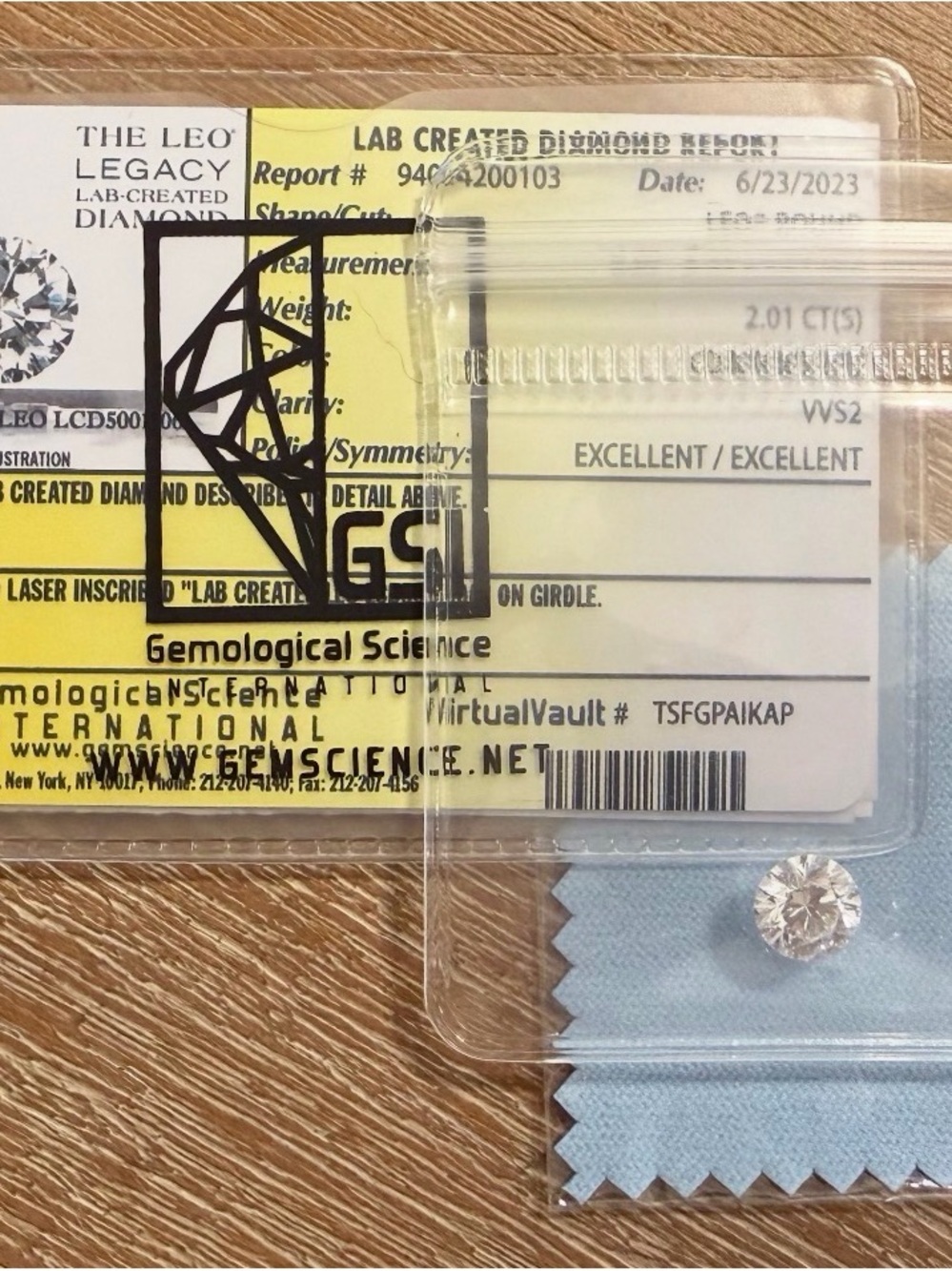 2.01 Carat Round Brilliant Lab Grown Diamond